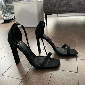 Black high heel sandals